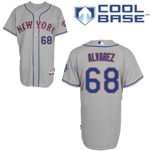 Dario alvarez #68 MLB Jersey-New York Mets Men's Authentic Road Gray Cool Base Baseball Jersey